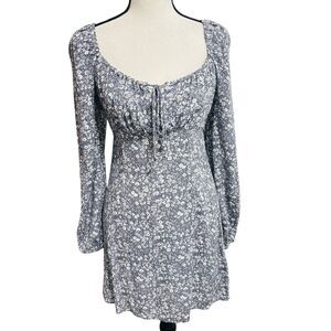 Sadie & Sage Academic Dress Gray Floral Sz Small Mini Cottagecore